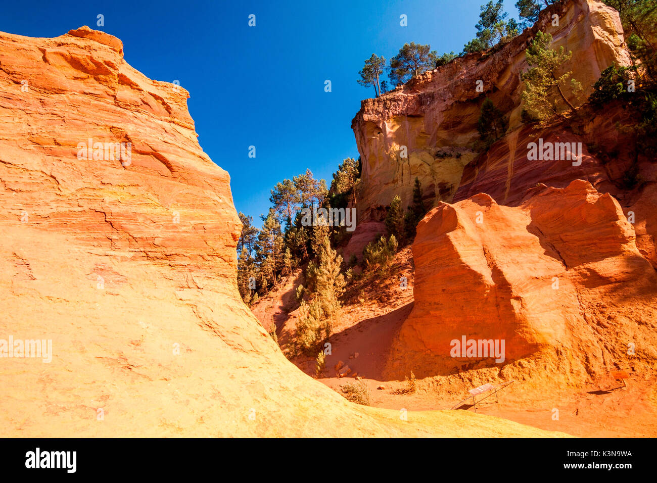 France, Provence Alps Cote d'Azur, Vaucluse, Roussillon. ochre mines Stock Photo