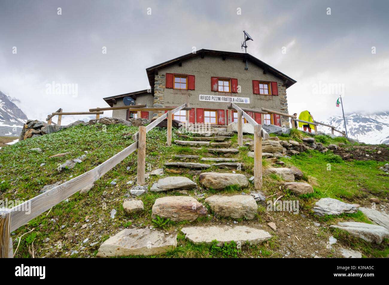 Pizzini refuge (Valtellina, Lombardy, Italian Alps, Italy) Stock Photo