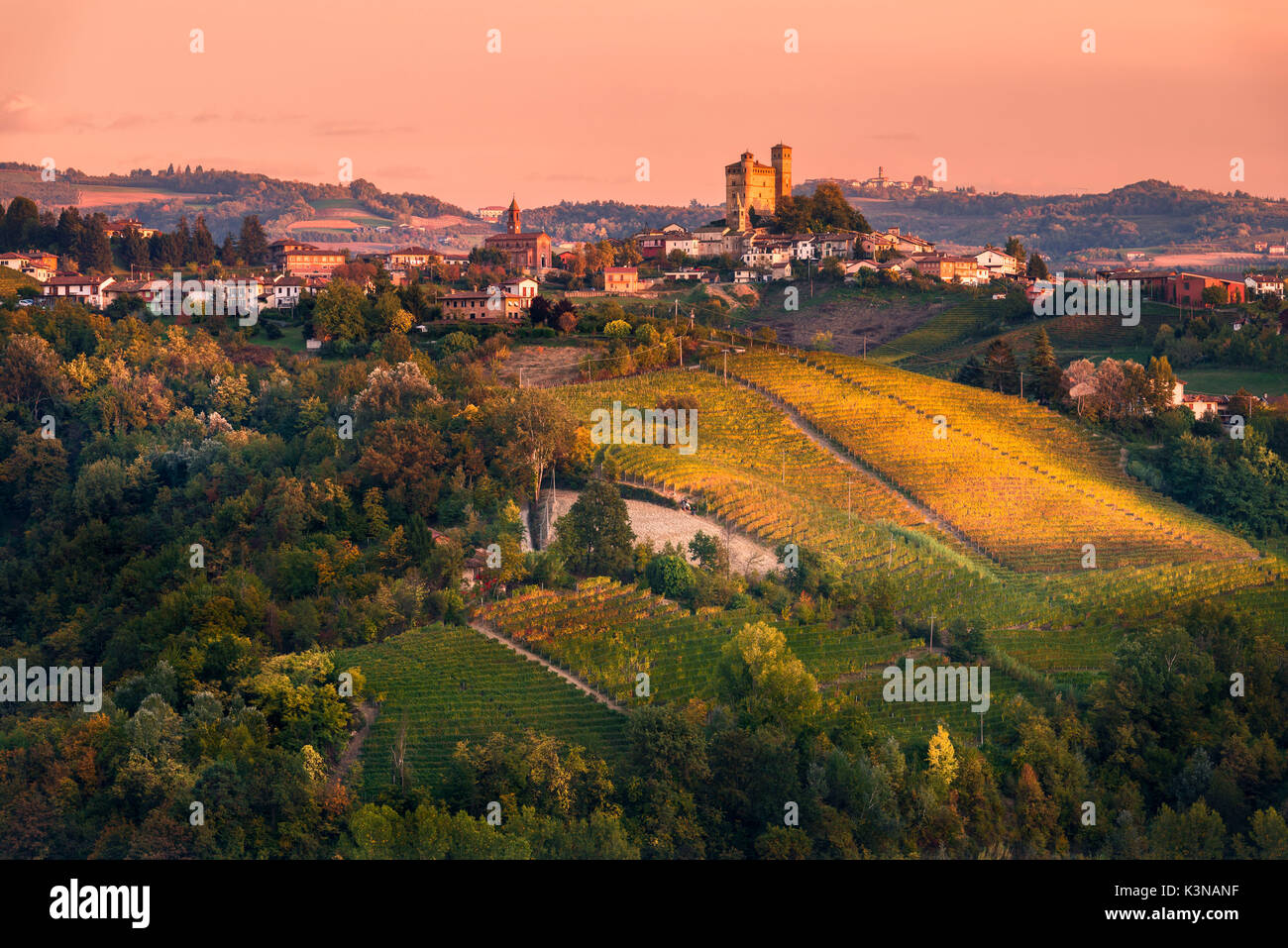 Italy, Piedmont, Cuneo District, Langhe - Autumnal color at Serralunga d'Alba Stock Photo