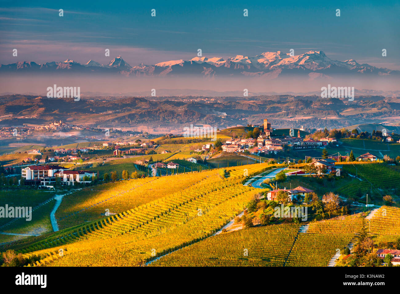 Italy, Piedmont, Cuneo District, Langhe - Autumnal view Stock Photo