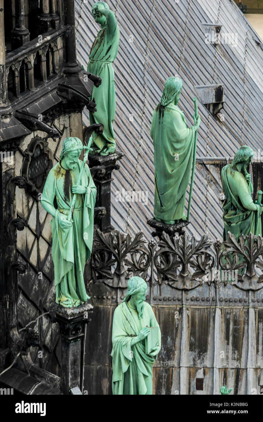 The Apostles ascending the roof of the Notre Dame de Paris, France Stock Photo