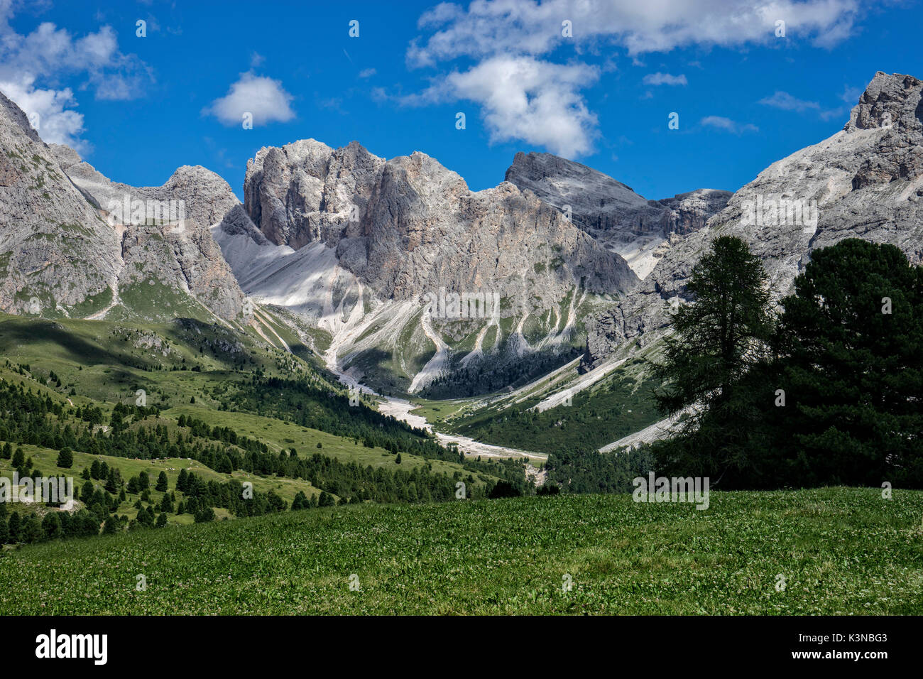 Odles mountain range in Summer, Dolomites, Sudtirol, Italy Stock Photo