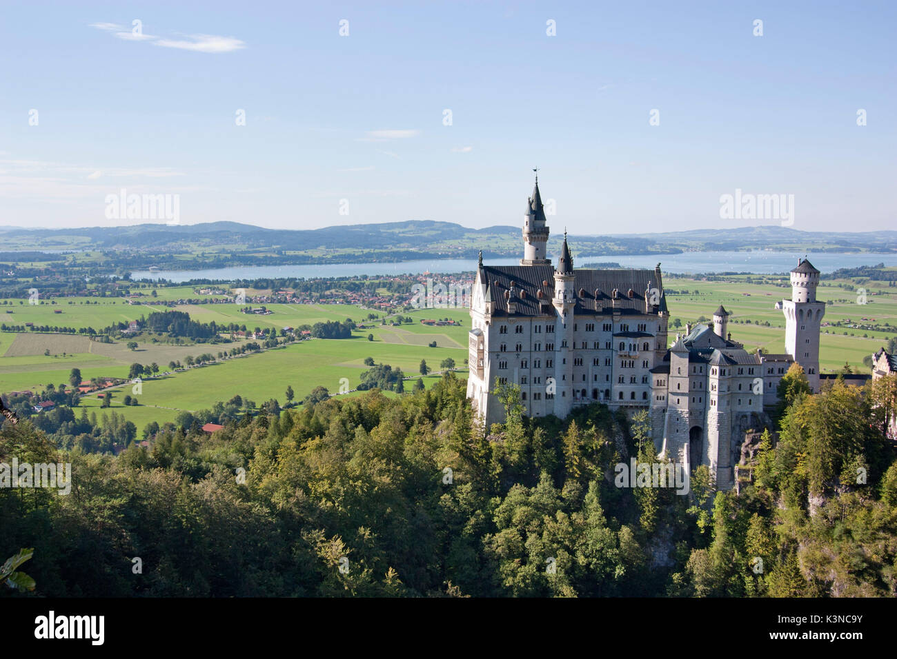Panoramic view of the castle Neuschwanstein, Germany Stock Photo