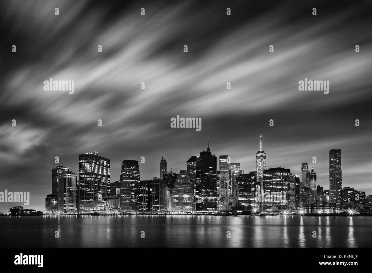 Lower Manhattan skyline (Brooklyn, New York City, New York, United States of America) Stock Photo