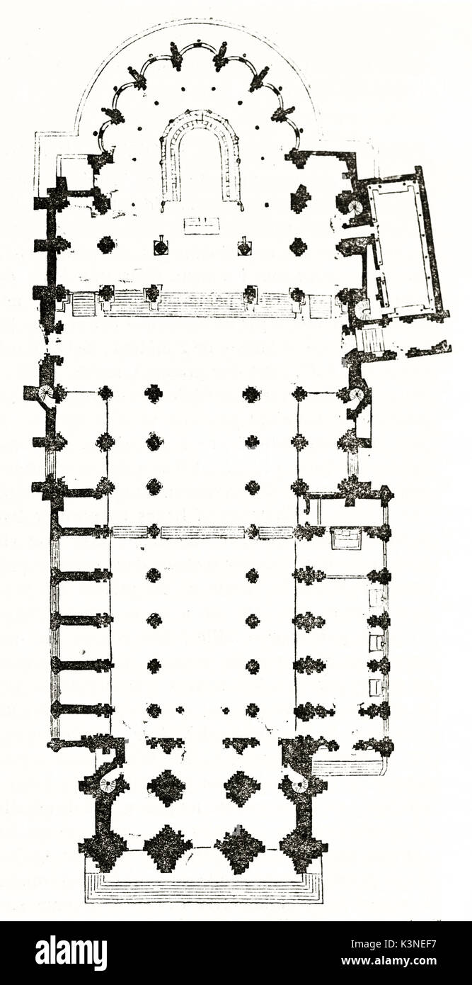 Ancient planimetry of Basilica of SaintDenis Paris, France. Isolated