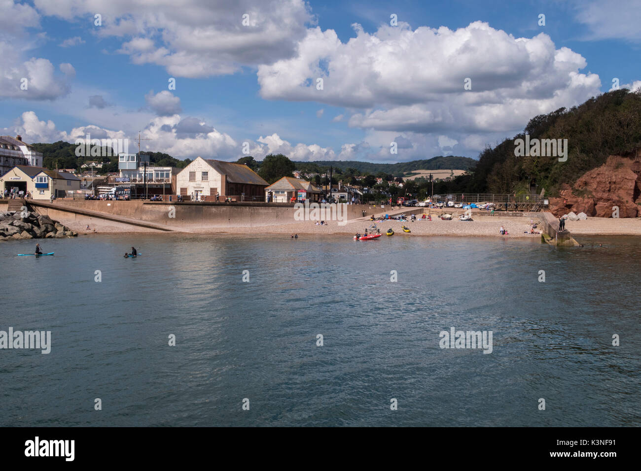 View of the Port Royal area of Sidmouth,now for redevelopment,including the drill hall and sailing club. Stock Photo