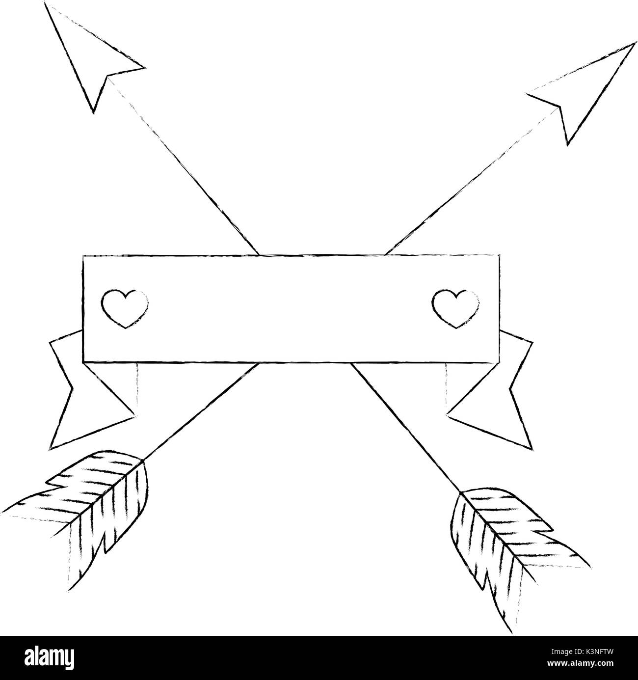 arrows crossed with decorative ribbon icon over white background vector