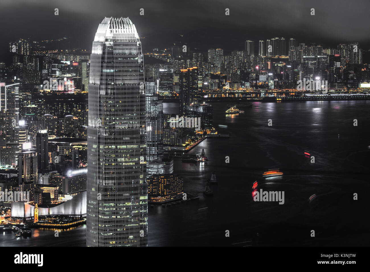 Panorama view of Hong Kong city skyline at night Stock Photo - Alamy
