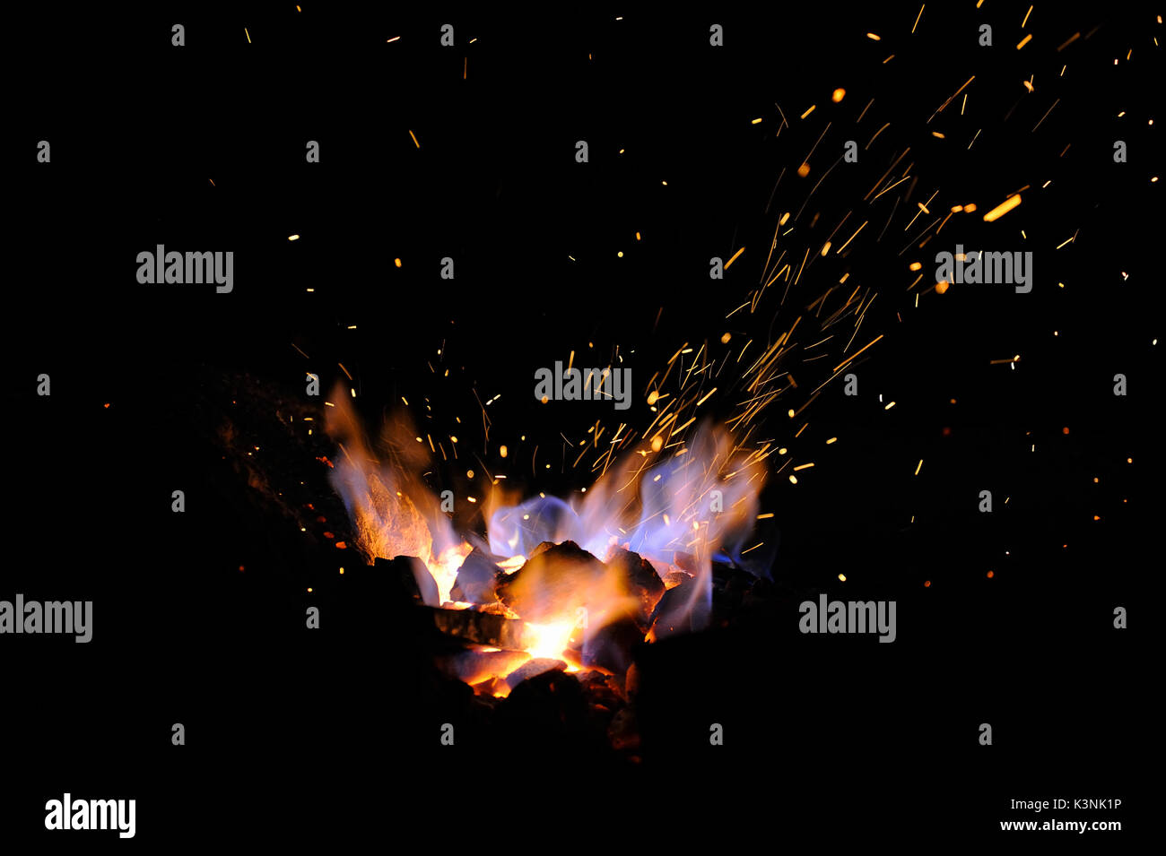 Embers and Flames of a smith's forge Stock Photo - Alamy