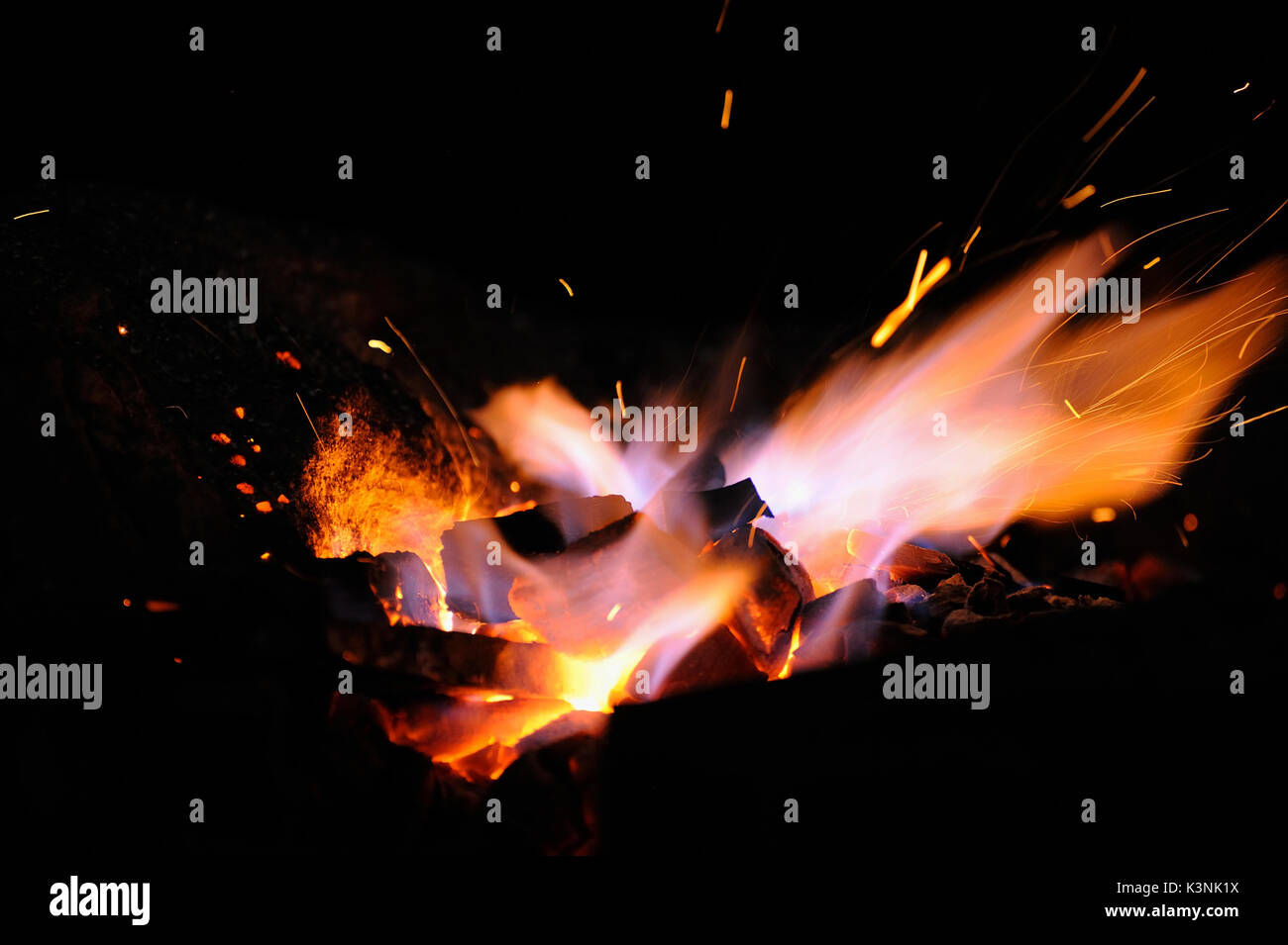 Embers and Flames of a smith's forge Stock Photo - Alamy