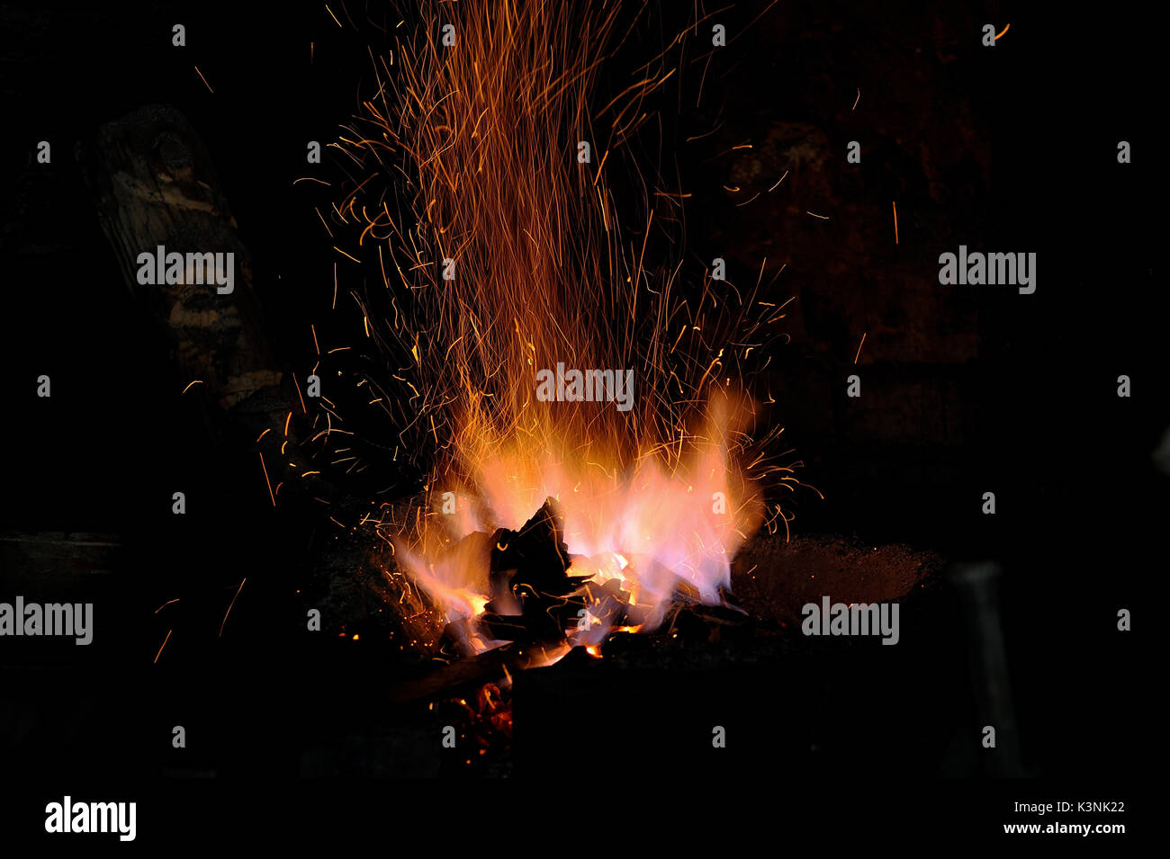 Embers and Flames of a smith's forge Stock Photo - Alamy