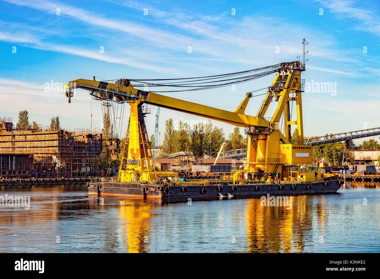 Huge floating crane at work in port of Gdansk, Poland Stock Photo - Alamy
