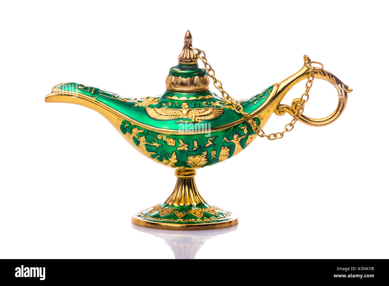 Vintage lamp of Aladdin. Old style oil lamp. Ancient lamp. Genie lamp also  called Aladdin lamp with pharaonic symbols Stock Photo - Alamy