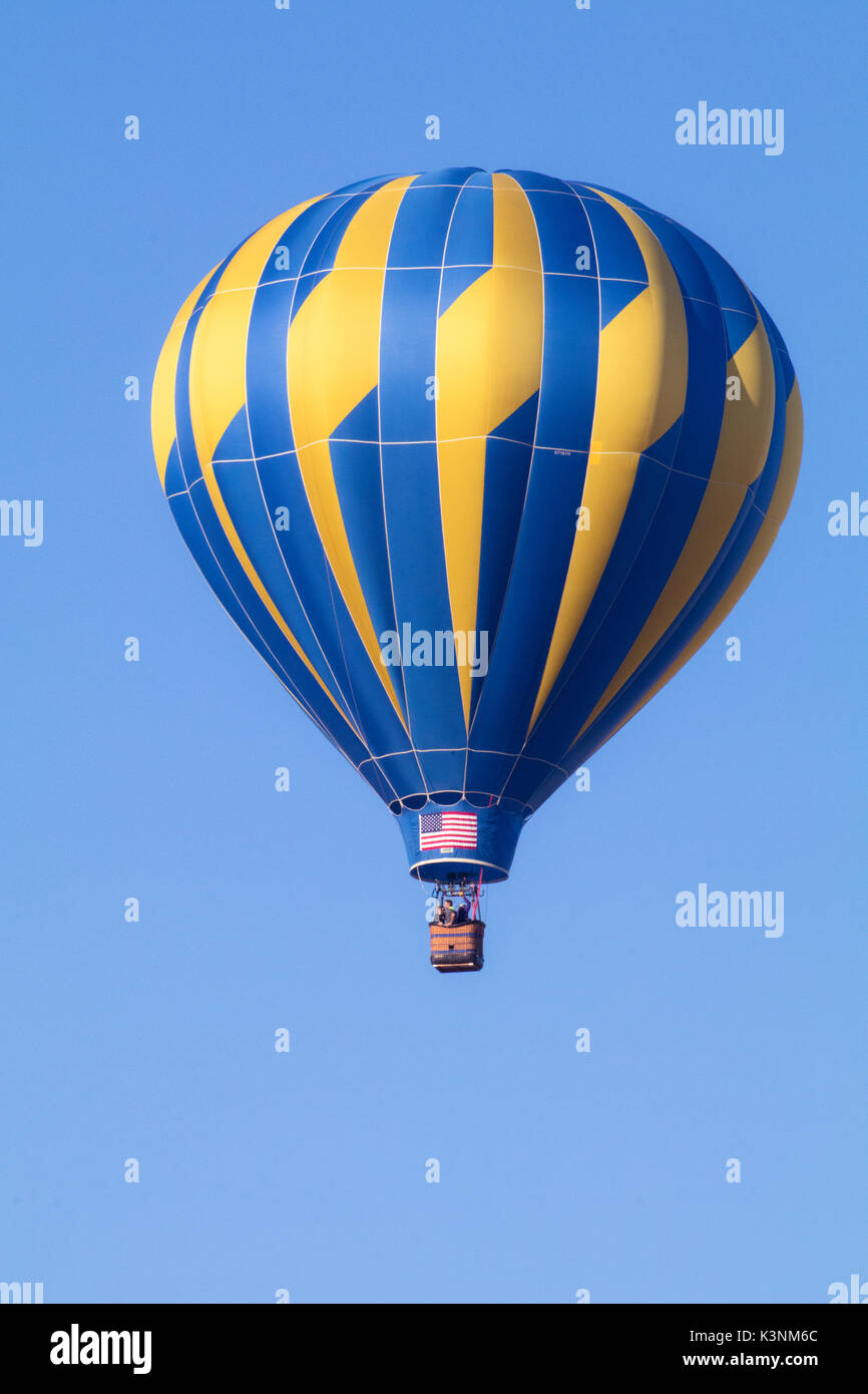 Blue and Yellow Hot Air Balloon Stock Photo