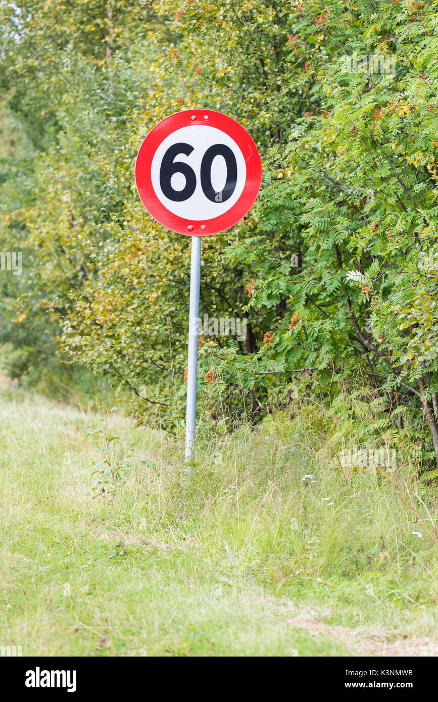 60 km/t Norwegian road sign Stock Photo