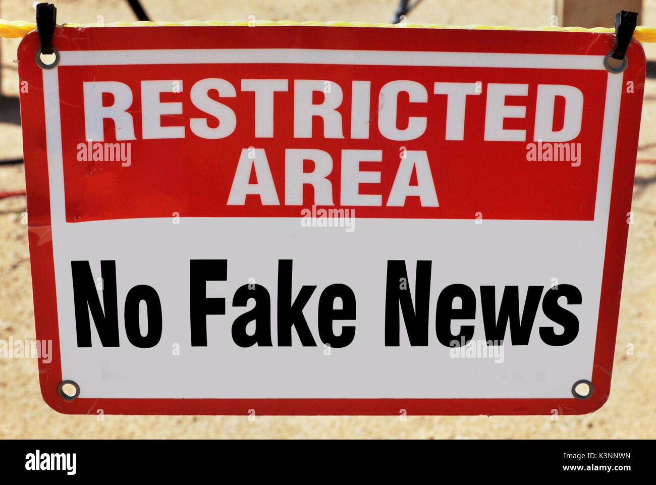 Restricted area No Fake News allowed. Stock Photo