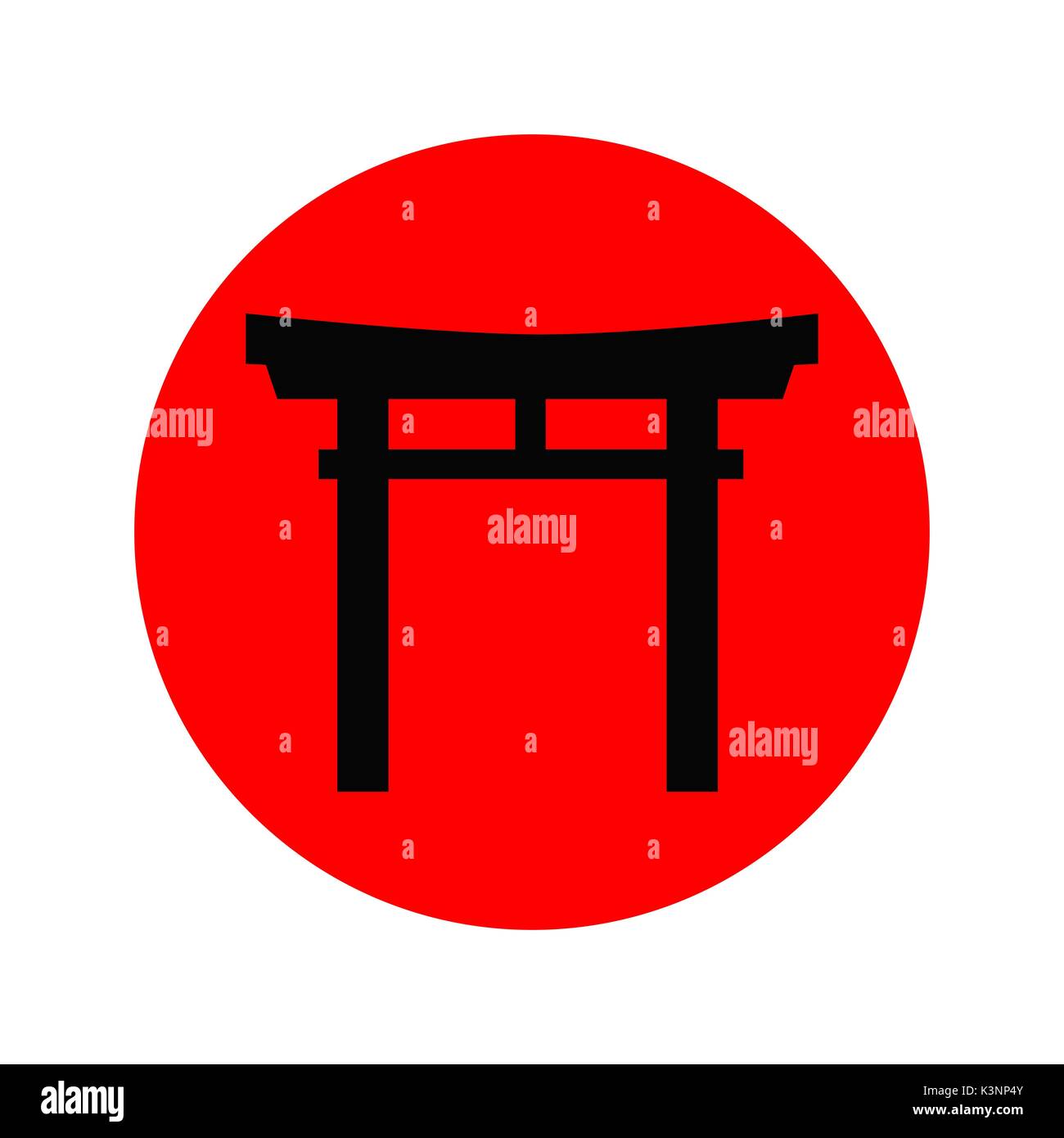 Japanese Torii gate icon. Vector emblem Stock Vector