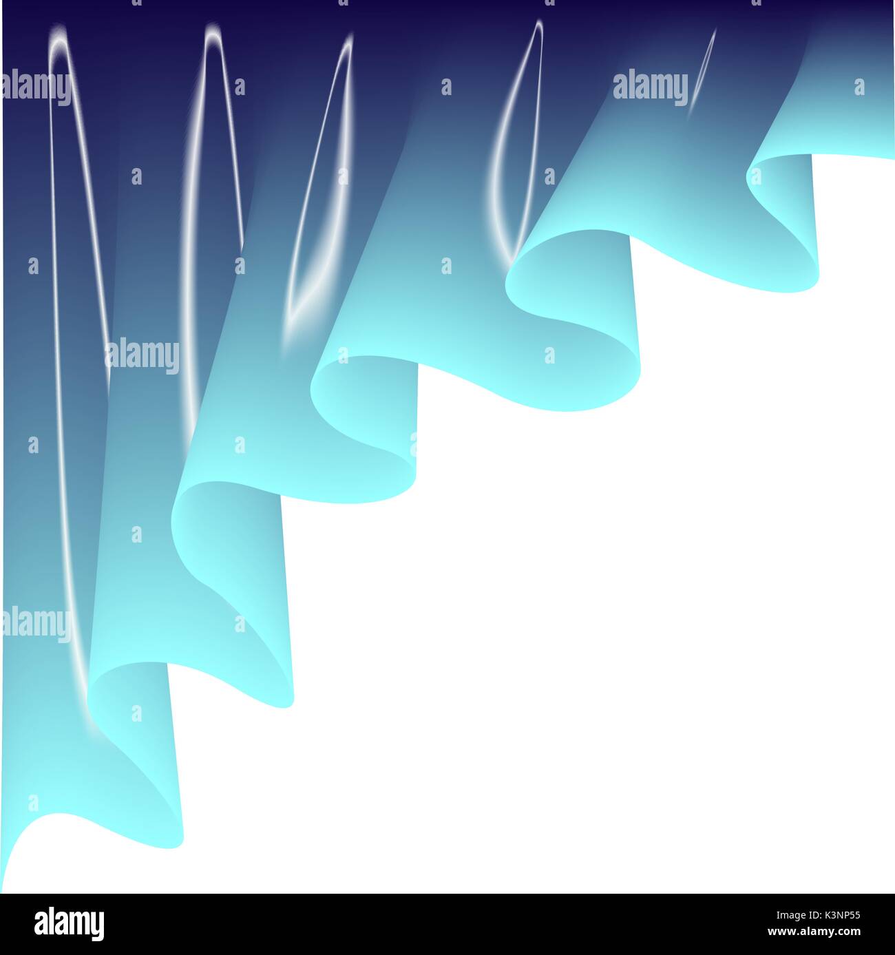 Light blue curtain. Drape silk texture on white background.Vector