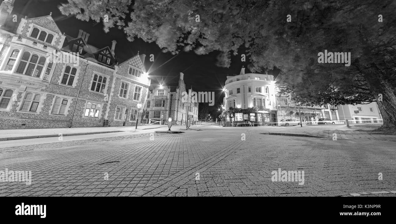 Upper High Street in Winchester on a quiet Sunday night Stock Photo