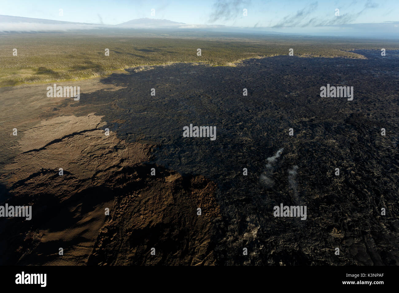 Aerial view of Hawaiian Island active volcano Stock Photo