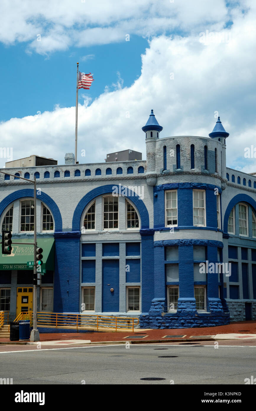 Washington and Georgetown Railroad Car House (Blue Castle), 770 M Street SE, Washington DC Stock Photo