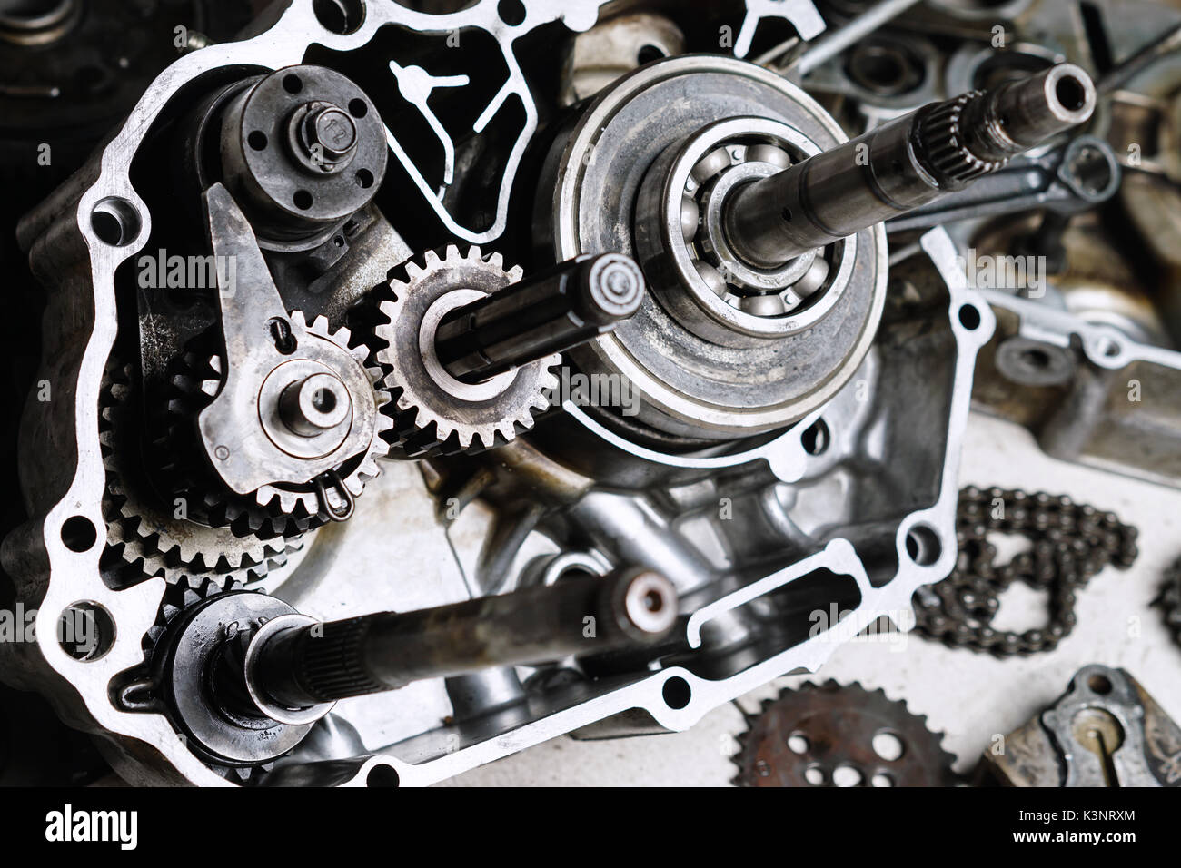 Motorcycle engine's gears Stock Photo - Alamy