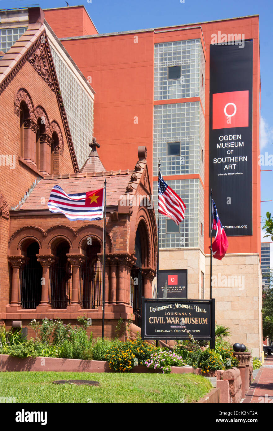 Civil War (Confederate) Museum, with the Ogden Museum to the right.  New Orleans, LA. Stock Photo