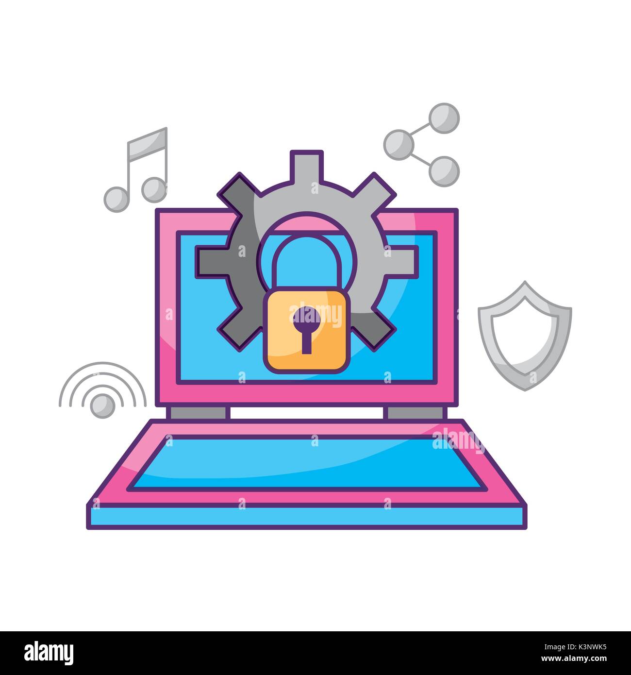 laptop technology security work system information Stock Vector Image ...