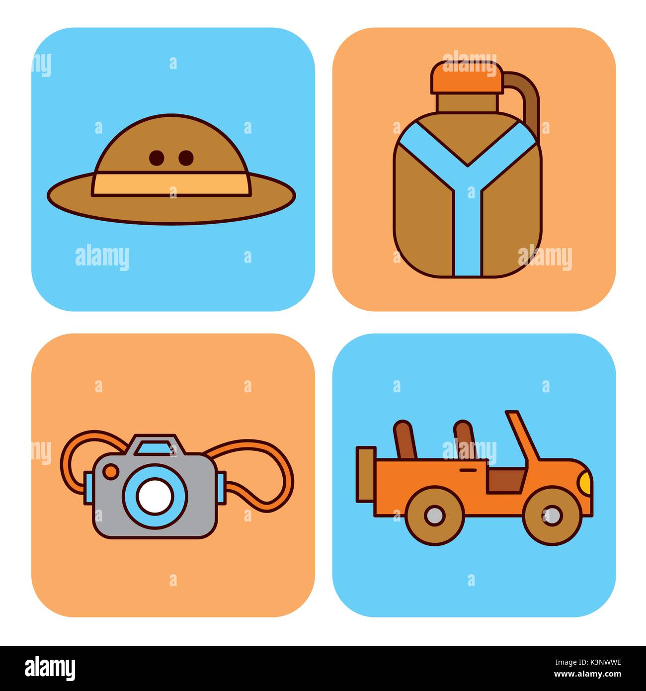 set safari travel vacation equipment icons Stock Vector Image & Art - Alamy