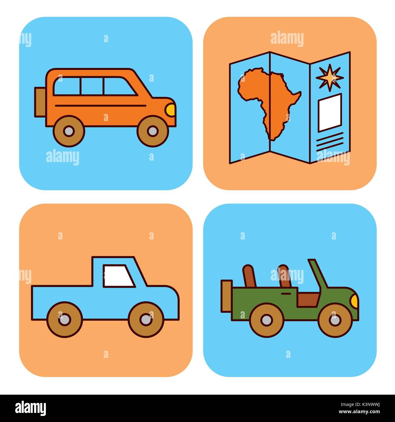 set safari travel vacation equipment icons Stock Vector Image & Art - Alamy