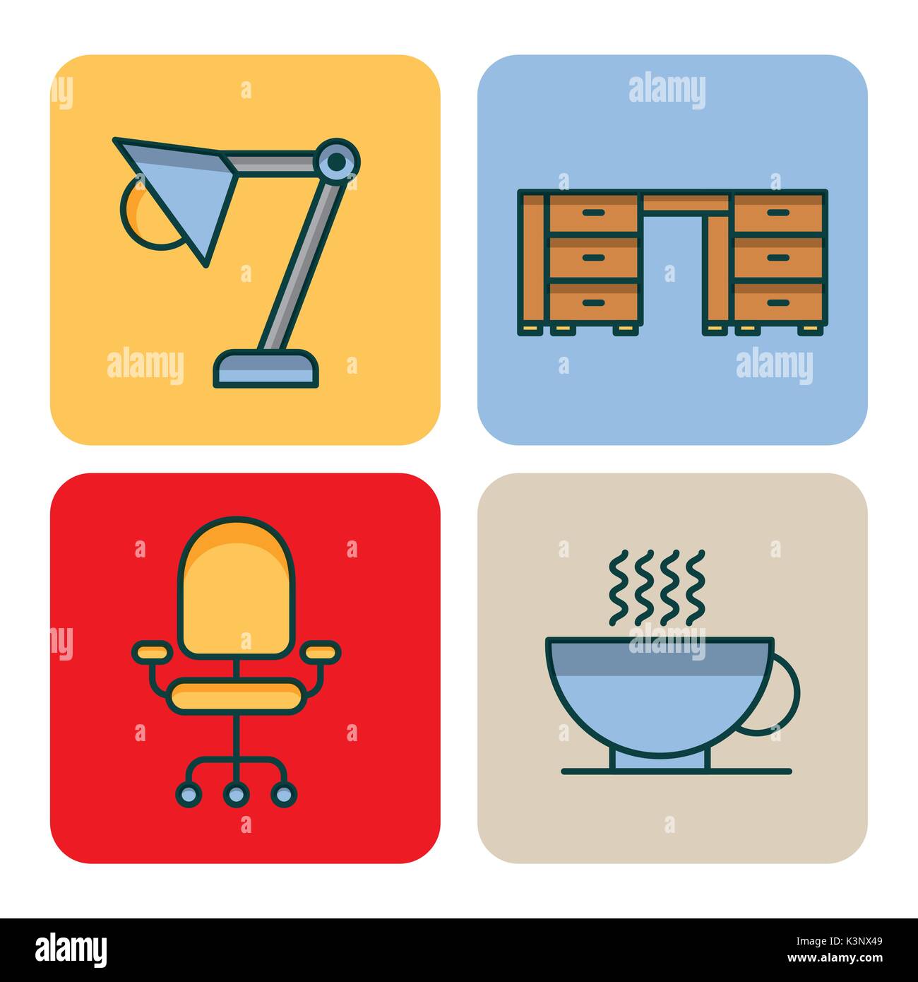 office set icons equipment supplies work Stock Vector Image & Art - Alamy