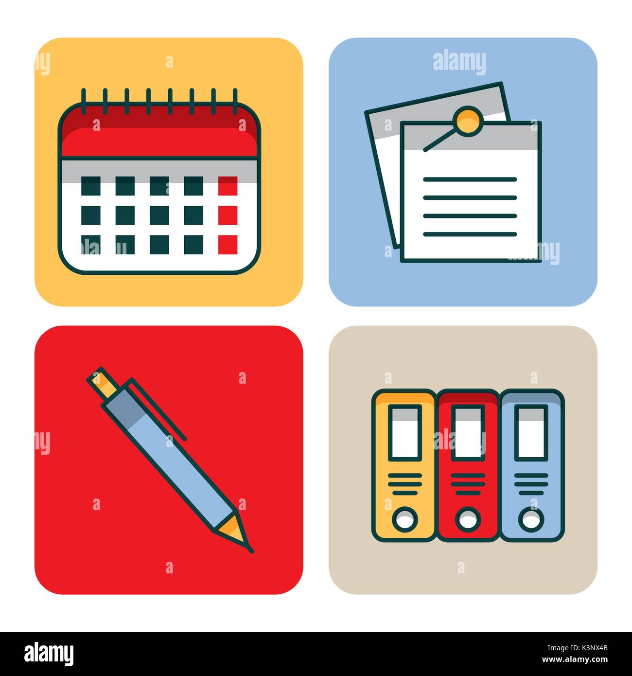 office set icons equipment supplies work Stock Vector Image & Art - Alamy