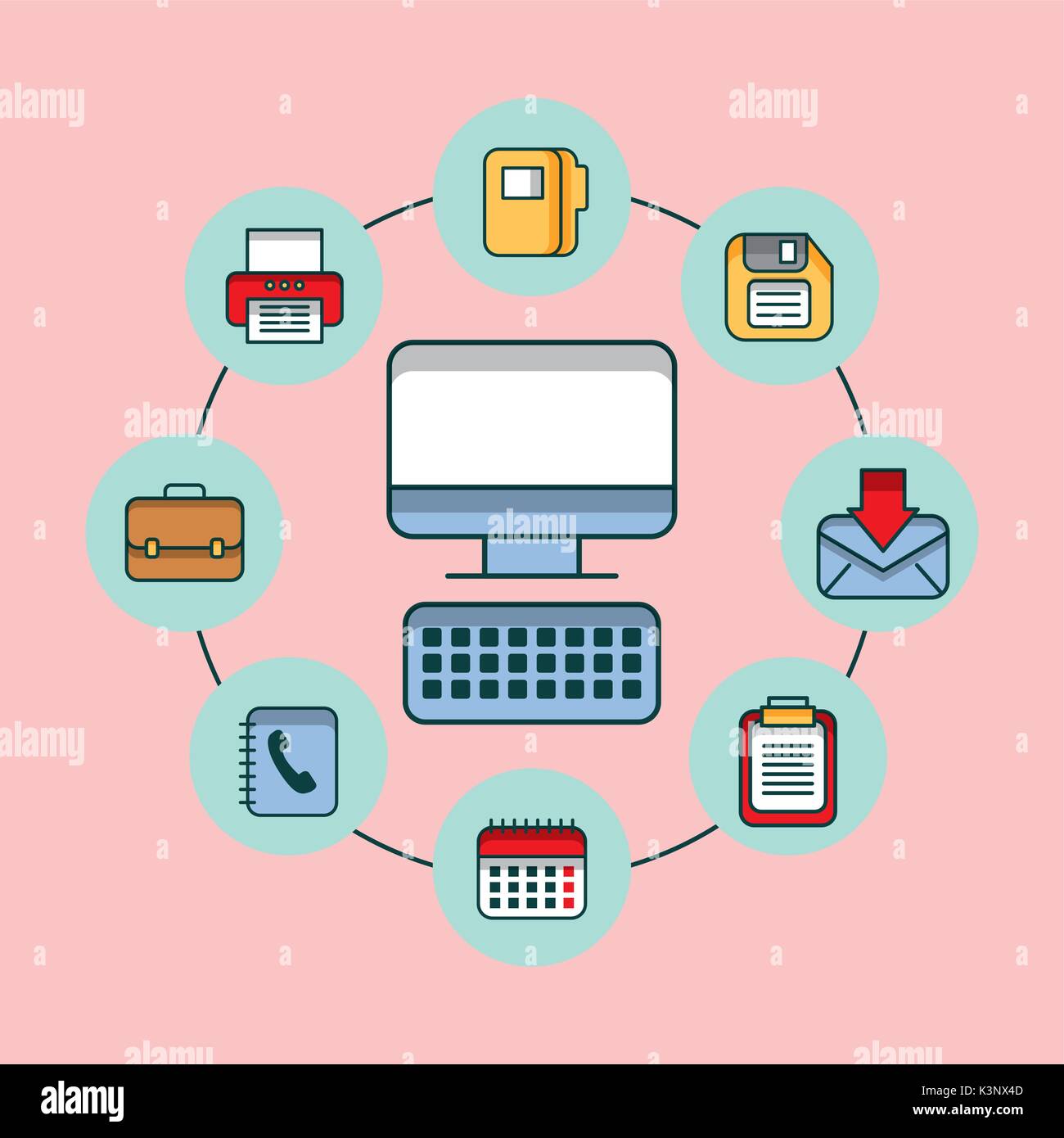office computer device technology with application icons Stock Vector ...