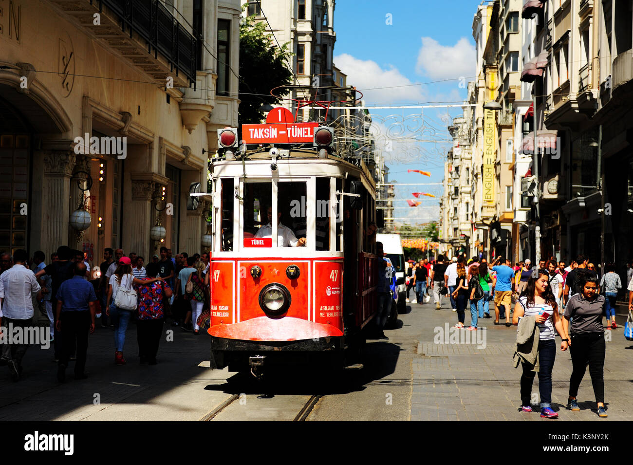 Istanbul,Turkey - July 03rd, 2015:The tram of Taksim in Istanbul,Turkey. Stock Photo