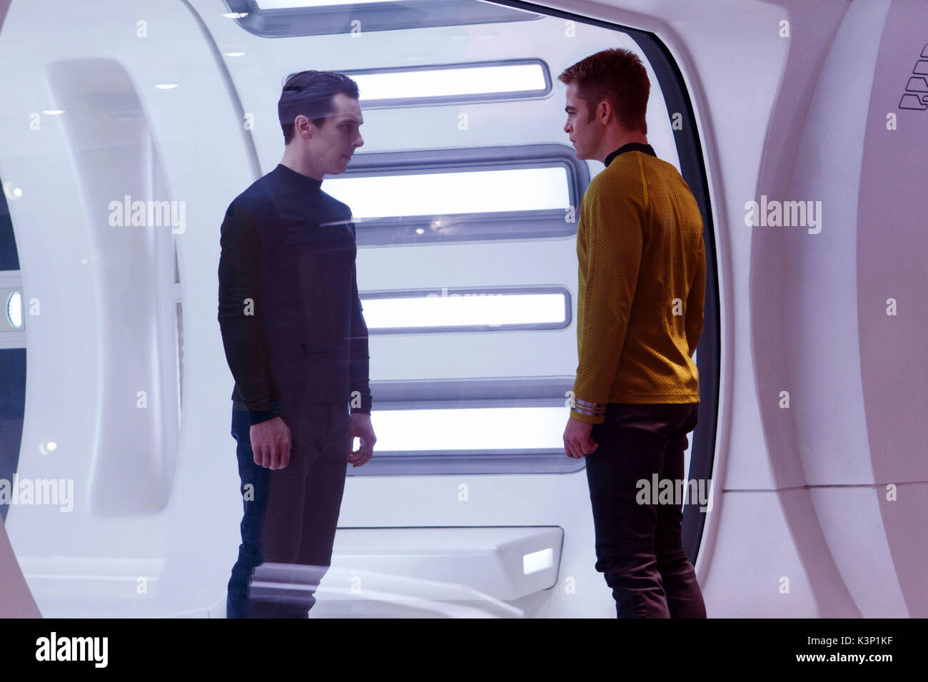 STAR TREK INTO DARKNESS [US 2013] BENEDICT CUMBERBATCH as Khan, CHRIS PINE as Captain James T. Kirk     Date: 2013 Stock Photo