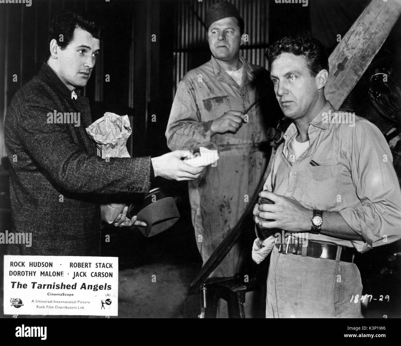 THE TARNISHED ANGELS [US 1957] ROCK HUDSON, JACK CARSON, ROBERT STACK     Date: 1957 Stock Photo