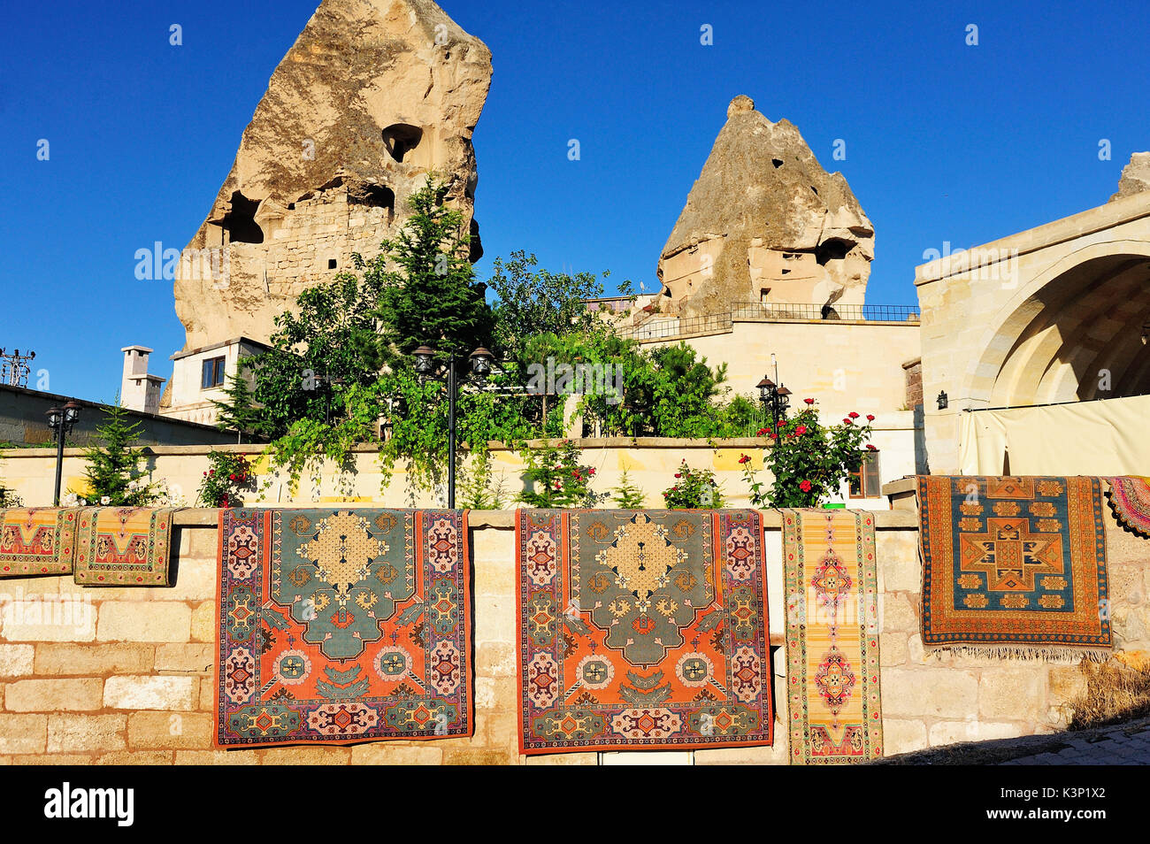 Cappadocia,Turkey - Jun 30,2015:Goreme town scenery in Cappadocia,Turkey. Stock Photo