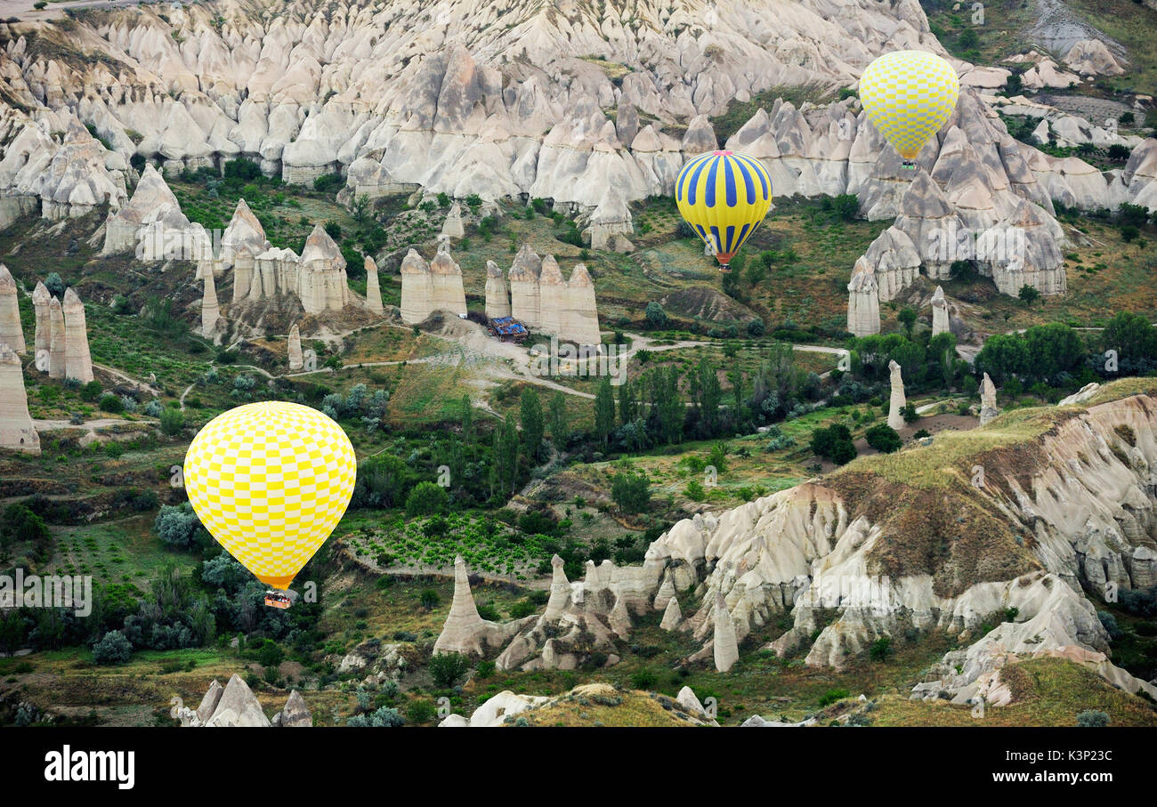 Hot air balloon trip in Cappadocia,Turkey. Stock Photo