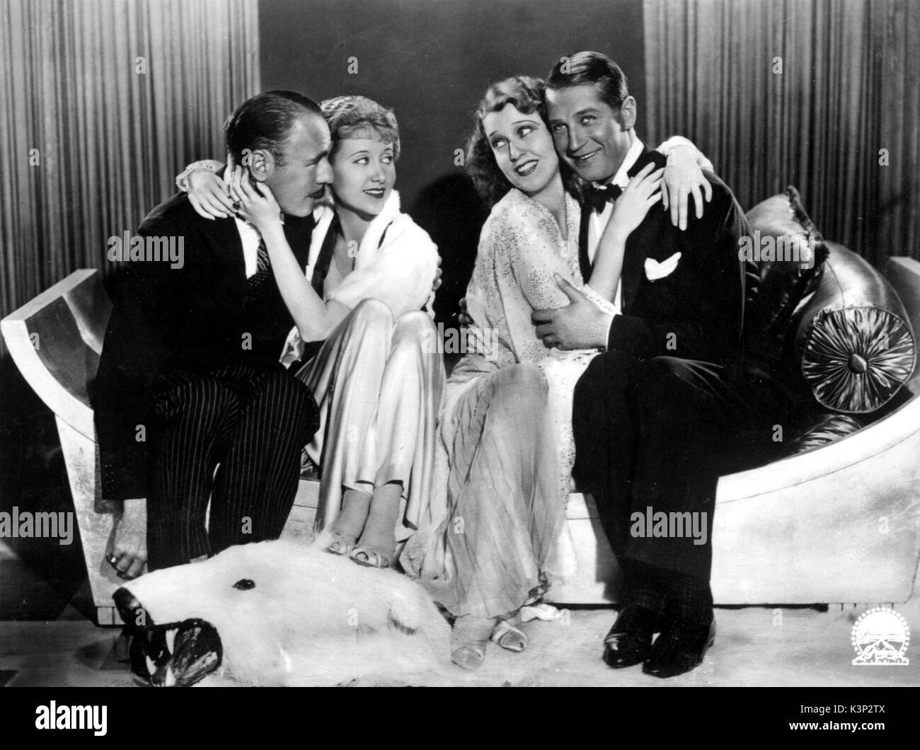 ONE HOUR WITH YOU [US 1932] [L-R] CHARLES RUGGLES, GENEVIEVE TOBIN, JEANETTE MACDONALD, MAURICE CHEVALIER     Date: 1932 Stock Photo