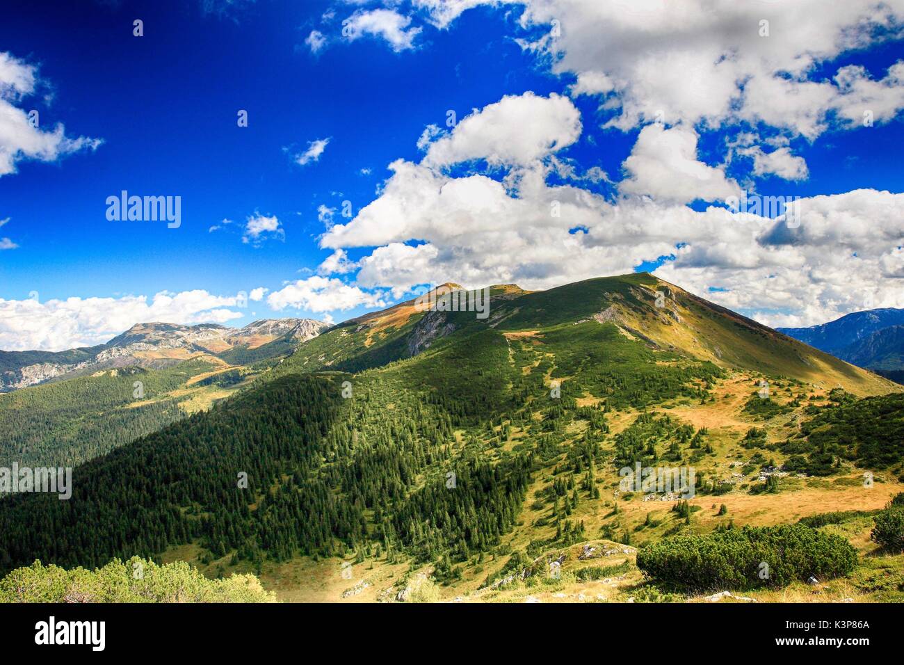 Hajla Mountain on the border between Montenegro and Kosovo in Prokletije / Bjeshket e Namuna / Accursed Mountains Mountains Stock Photo