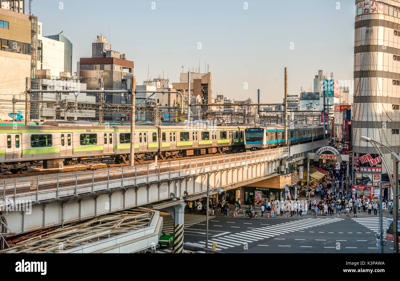 Cityscape at the Ueno Station Business District, Tokyo, Japan Stock Photo