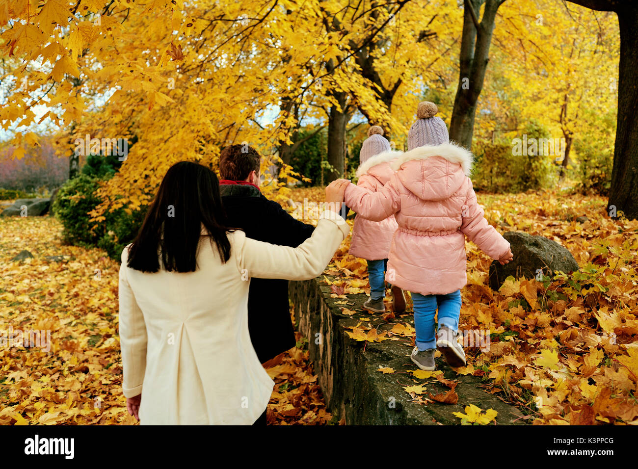 Happy family playing in the autumn in the park Stock Photo - Alamy