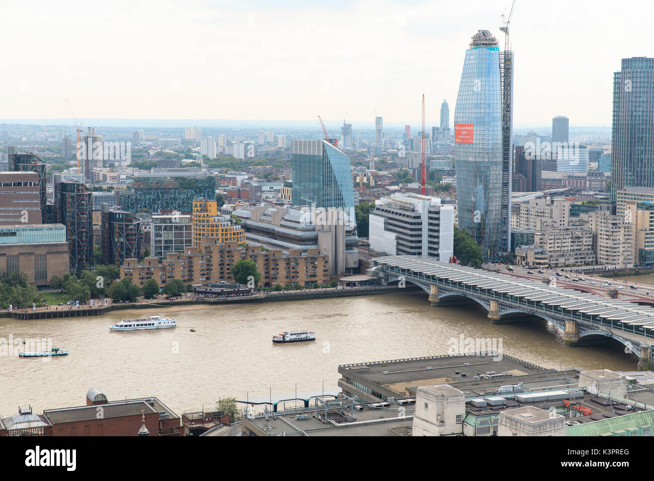 View of Blackfriars Bridge & One Blackfriars from St. Paul's Cathedral. Stock Photo
