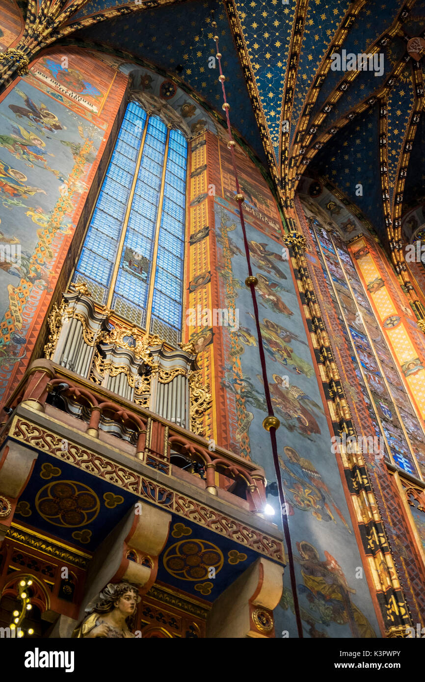 Krakow, Poland, North East Europe. Interior detail of St. Mary Basilica. Stock Photo