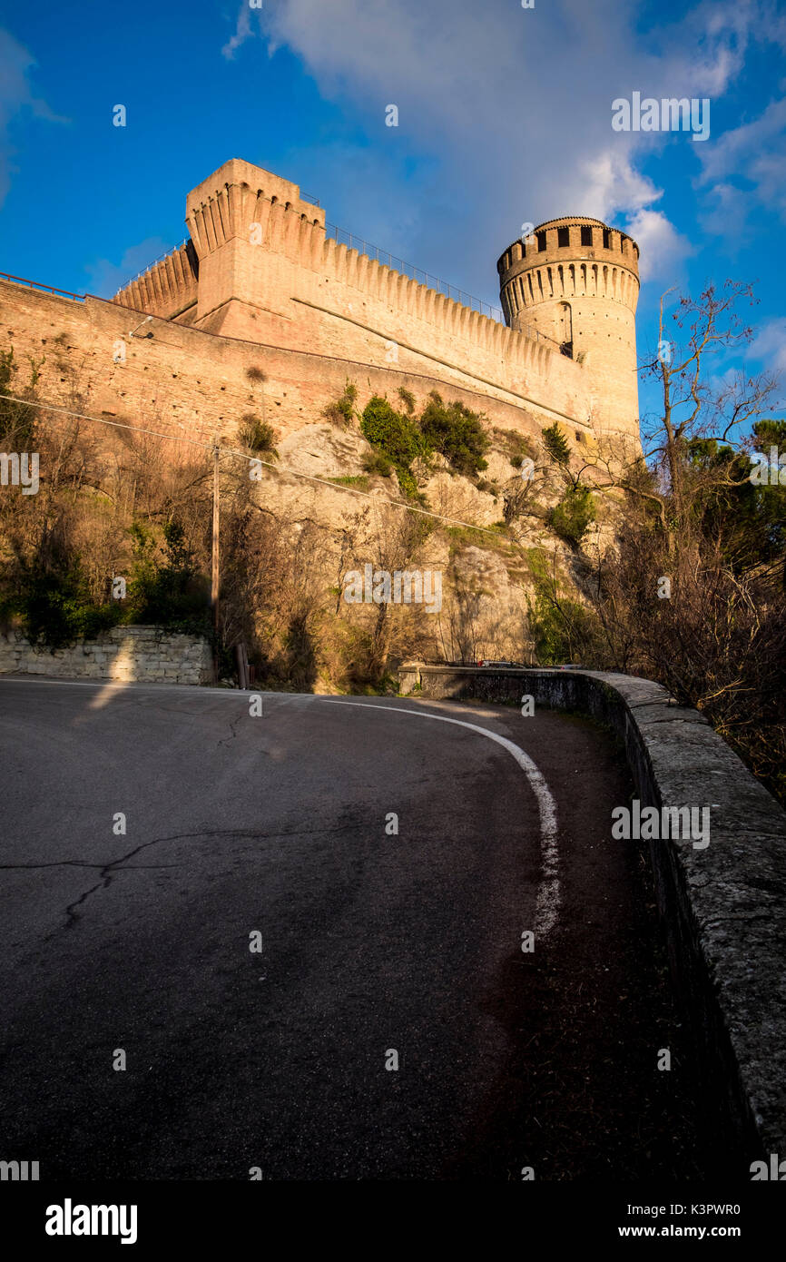 Brisighella, Ravenna, Emilia Romagna, Italy, Europe. The brick walls of a medieval fortress. Stock Photo