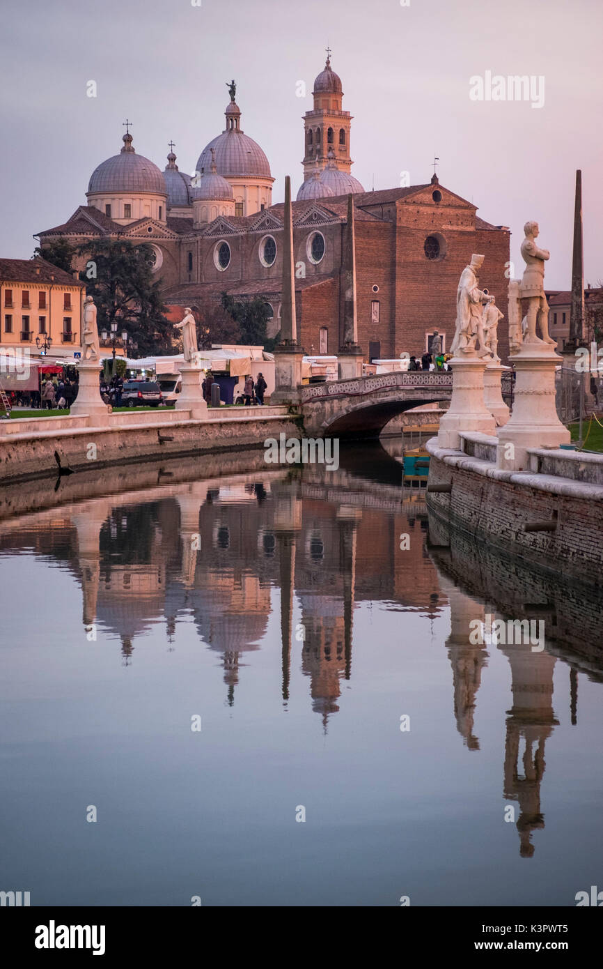 Padua, Veneto, North Italy, Europe. Piazza Prato della Valle and the Basilica of Santa Giustina. Stock Photo