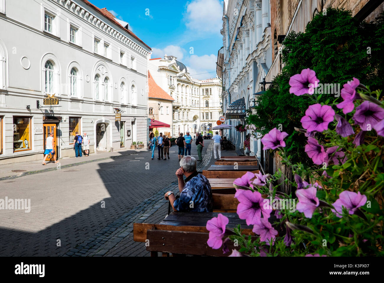 Vilnius, Lithuania, Europe. The main street in the Vilnius city center. Stock Photo