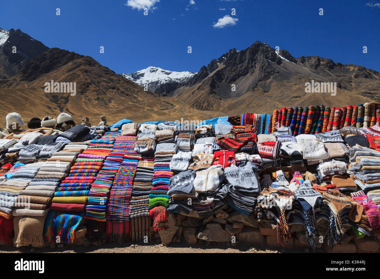 Andean landscape on the way from Cuzco tu Puno, Peru, South America Stock Photo