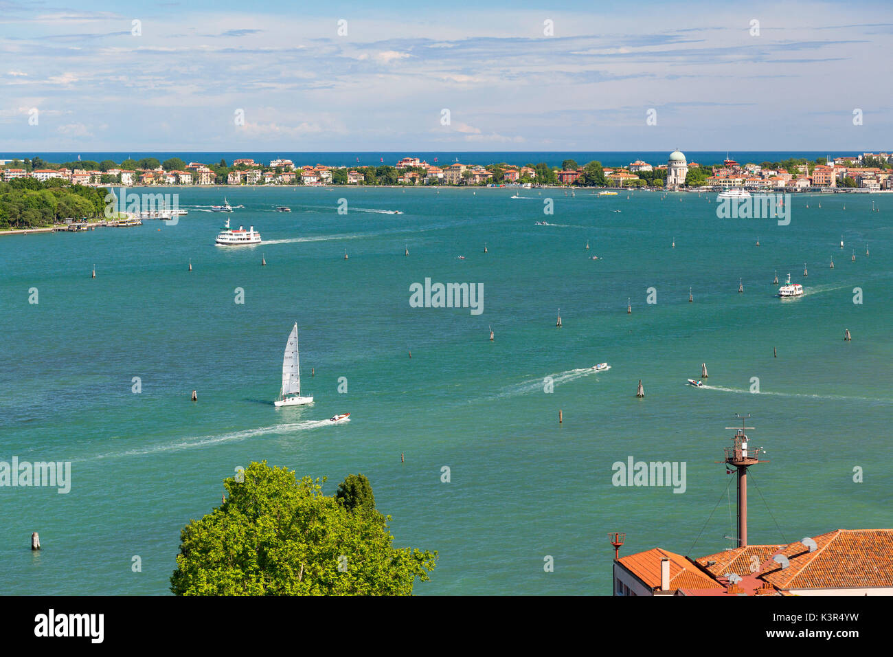 View of Lido Venice from San Giorgio Maggiore. Venice, Veneto, Italy. Stock Photo