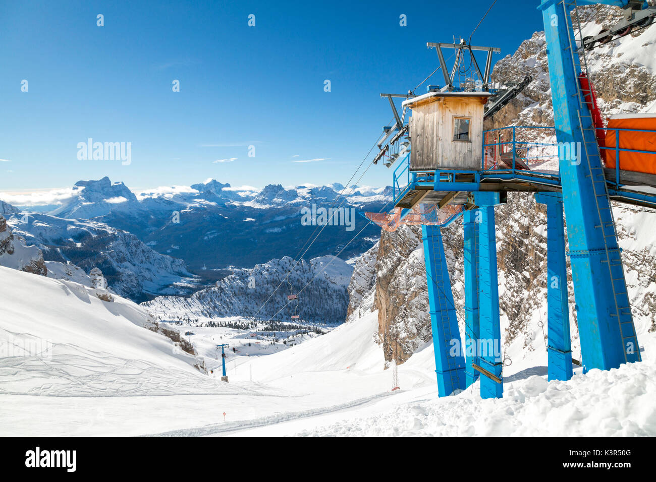 Staunies chair lift. Cortina d'Ampezzo, Veneto, Italy. Stock Photo